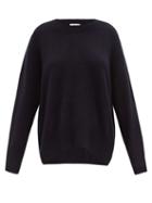 Matchesfashion.com Allude - Side Hem Slit Cashmere Sweater - Womens - Navy
