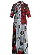 Matchesfashion.com Simone Rocha - Patchwork Ruffled Silk Crepe De Chine Shirtdress - Womens - Multi