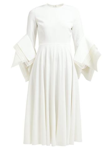 Matchesfashion.com Roksanda - Ayres Folded Sleeve Midi Dress - Womens - Ivory