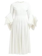 Matchesfashion.com Roksanda - Ayres Folded Sleeve Midi Dress - Womens - Ivory