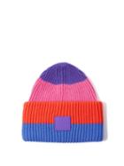 Acne Studios - Pansy Face Patch Striped Wool Beanie Hat - Mens - Multi