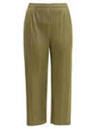 Pleats Please Issey Miyake Straight-leg Pleated Cropped Trousers