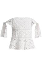 Matchesfashion.com Rebecca Taylor - Amora Broderie Anglaise Cotton Top - Womens - White