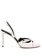 Matchesfashion.com Francesco Russo - Point Toe Slingback Leather Pumps - Womens - White Black