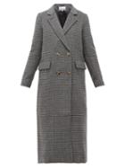 Matchesfashion.com Ganni - Checked Wool Blend Longline Coat - Womens - Dark Grey