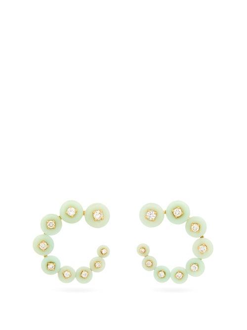 Matchesfashion.com Fernando Jorge - Surrounding Diamond & 18kt Gold Earrings - Womens - Light Green