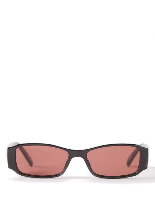 Le Specs - Tres Gauche Rectangle Acetate Sunglasses - Womens - Black Pink