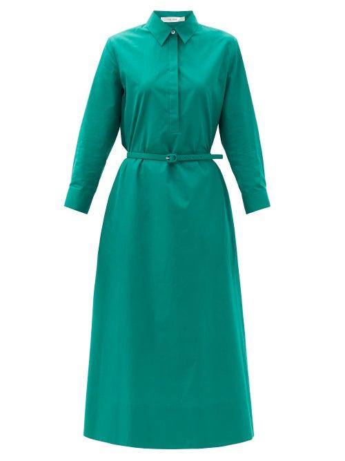Matchesfashion.com The Row - Tanita Belted Cotton Shirt Dress - Womens - Green