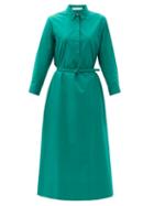 Matchesfashion.com The Row - Tanita Belted Cotton Shirt Dress - Womens - Green