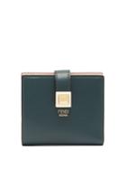 Fendi Stud-embellished Compact Leather Wallet