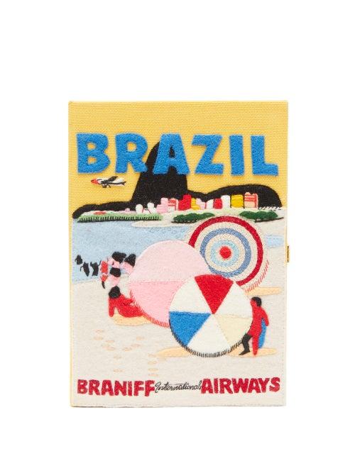 Matchesfashion.com Olympia Le-tan - Braniff International Airways Embroidered Clutch - Womens - Yellow Multi