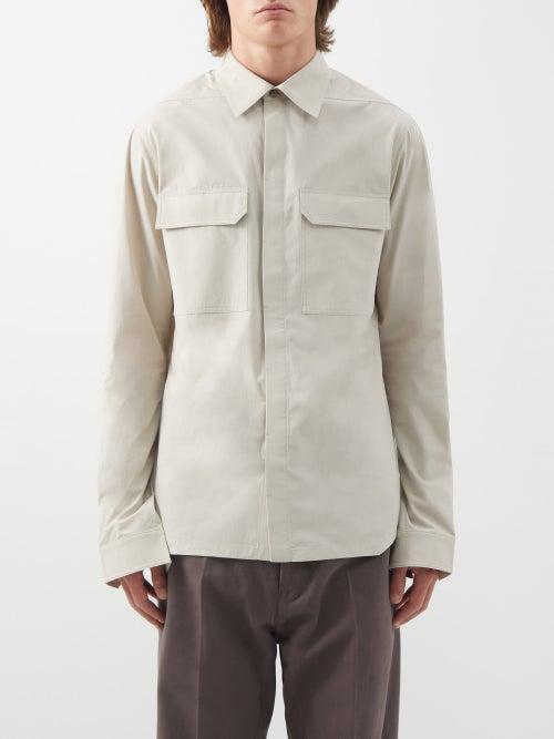 Rick Owens - Flap-pocket Cotton-canvas Shirt - Mens - Pearl