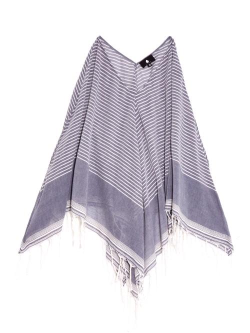 Su Mika Tasseled Chevron-striped Poncho