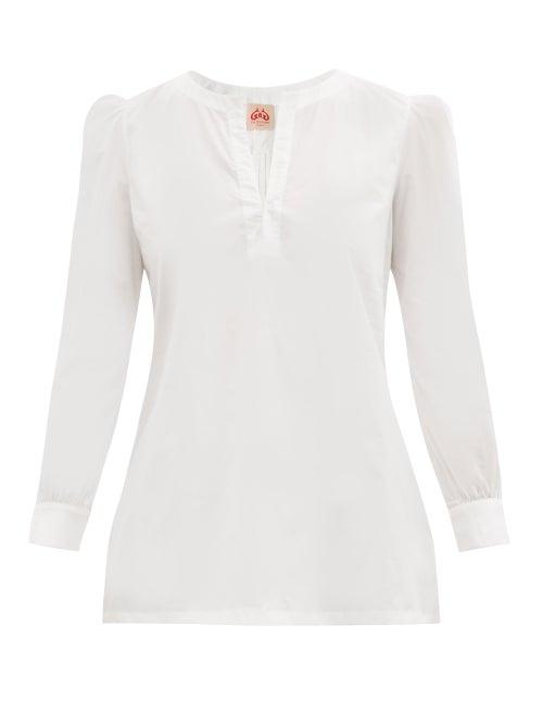 Matchesfashion.com Le Sirenuse, Positano - Kate Cropped-sleeve Cotton-poplin Top - Womens - White