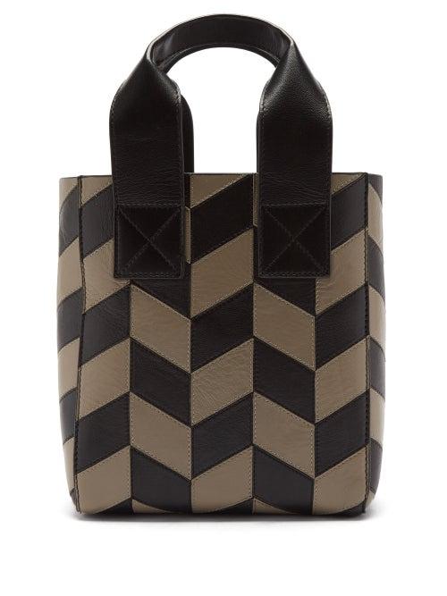 Stand Studio - Amelia Mini Patchwork-leather Tote Bag - Womens - Black Beige