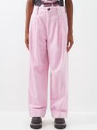 Ganni - Ribbed Corduroy Trousers - Womens - Light Pink
