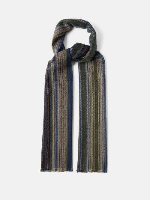 Paul Smith - Striped Virgin-wool Scarf - Mens - Grey Multi