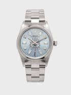 Jacquie Aiche - Vintage Rolex Oyster 30mm Diamond & Steel Watch - Womens - Blue Silver