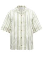 Matchesfashion.com King & Tuckfield - Cuban-collar Striped Cotton-blend Shirt - Mens - Green Multi