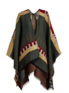 Matchesfashion.com Etro - Stripe And Star Jacquard Wool Blend Cape - Womens - Green