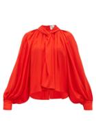 Matchesfashion.com A.w.a.k.e. Mode - Twist Front Gathered Crepe Blouse - Womens - Red