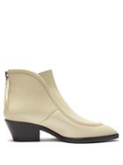 Matchesfashion.com Jil Sander - Pointed Toe Western Leather Ankle Boots - Womens - White