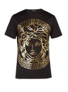 Matchesfashion.com Versace - Medusa Gold Print T Shirt - Mens - Black Gold