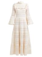 Matchesfashion.com Giambattista Valli - Ruffled Cotton Crochet Gown - Womens - Ivory