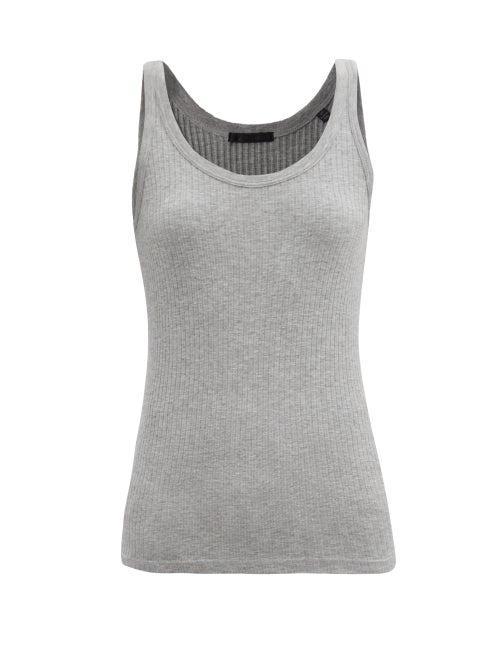 Matchesfashion.com Atm - Scoop-neck Ribbed Micromodal-blend Tank Top - Womens - Grey