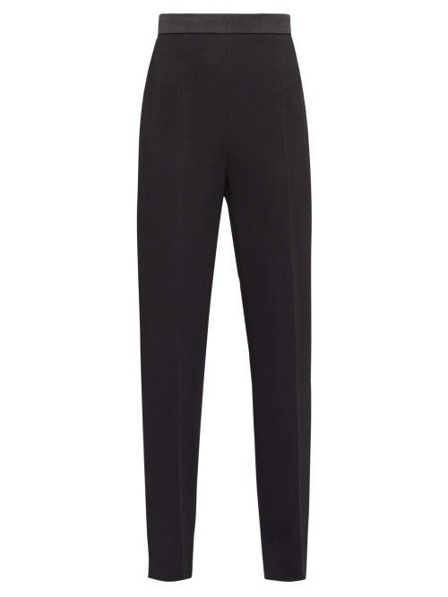 Matchesfashion.com Fendi - Satin-trimmed Side-tie Crepe Tuxedo Trousers - Womens - Black