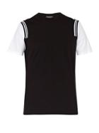 Matchesfashion.com Neil Barrett - Striped Shoulder Cotton Blend T Shirt - Mens - Black Multi