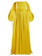 Matchesfashion.com Loewe - Ruffled Off The Shoulder Georgette Dress - Womens - Yellow