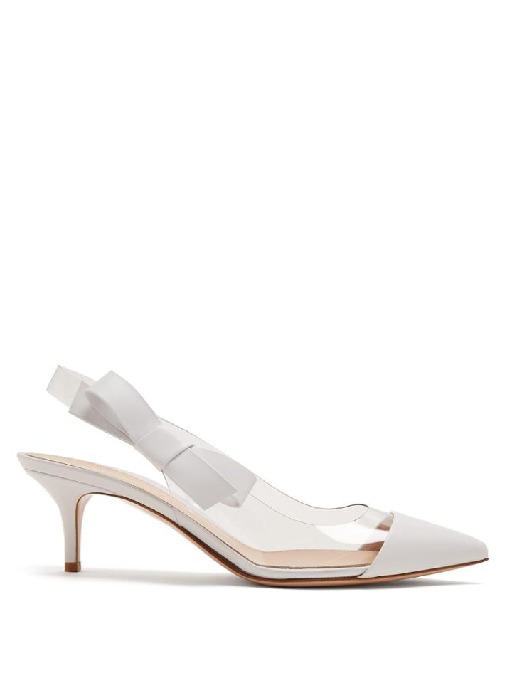 Gianvito Rossi Mia 55 Point-toe Leather And Plexi Slingback Pumps