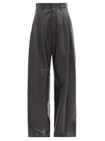 Matchesfashion.com Dodo Bar Or - Momo Leather Wide-leg Trousers - Womens - Black