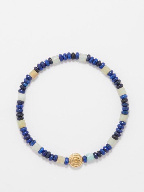 Luis Morais - Avenutrine, Lapis Lazuli & 14kt Gold Bracelet - Mens - Blue Multi