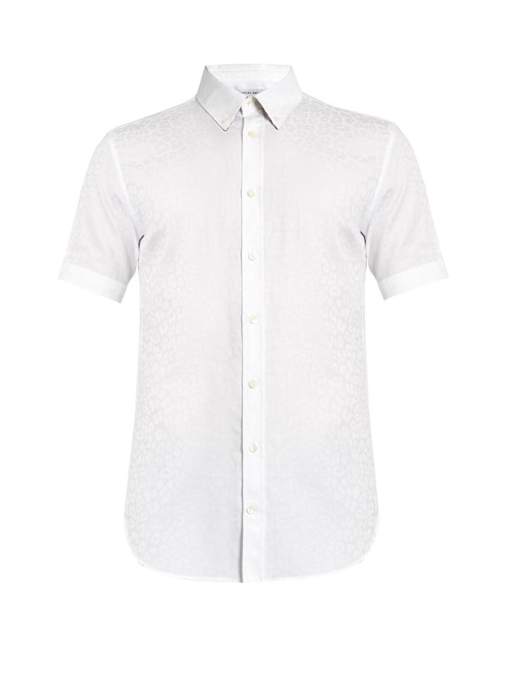 Alexander Mcqueen Leopard-jacquard Short-sleeved Shirt
