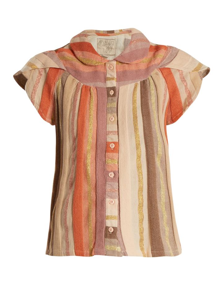 Ace & Jig Monet Ruffle-sleeved Striped Cotton-blend Top