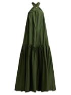 Matchesfashion.com Three Graces London - Dollie Cross Back Silk Maxi Dress - Womens - Dark Green