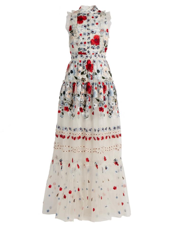 Erdem Ava Floral-embroidered Silk-organza Gown