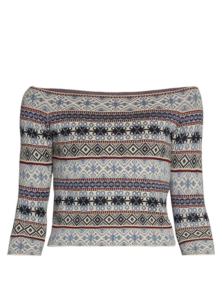 Alexander Mcqueen Fair Isle-jacquard Off-the-shoulder Top
