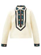 Bode - Alpine Embroidered Wool Half-zip Jacket - Womens - Ivory Multi