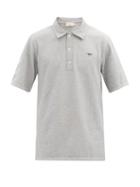 Matchesfashion.com Maison Kitsun - Profile Fox-patch Cotton-piqu Polo Shirt - Mens - Grey