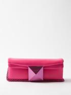 Valentino Garavani - One Stud Leather Clutch Bag - Womens - Fuchsia