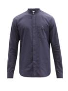 Mens Rtw Caruso - Patch-pocket Cotton-poplin Shirt - Mens - Navy