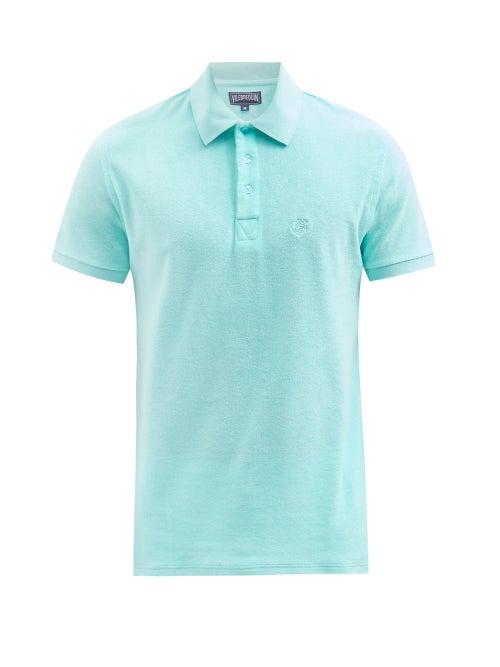 Vilebrequin - Pacific Cotton-blend Terry Polo Shirt - Mens - Light Blue
