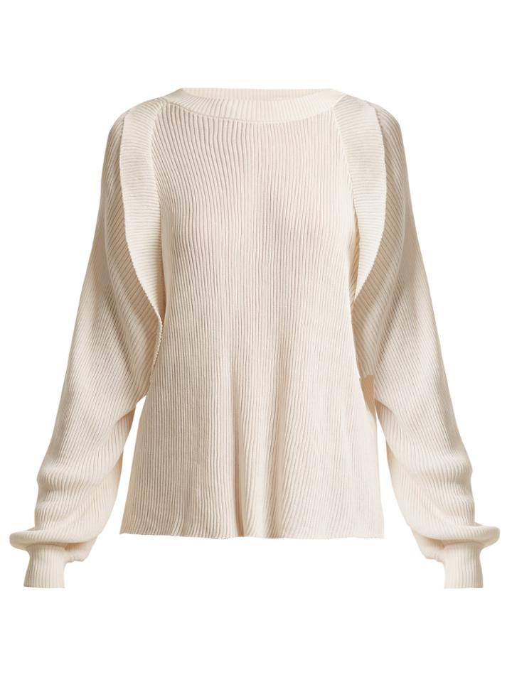 Chloé Ruffle-trimmed Ribbed Silk-blend Sweater