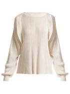 Chloé Ruffle-trimmed Ribbed Silk-blend Sweater