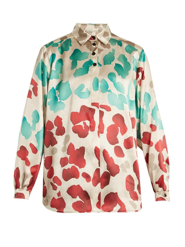 Marco De Vincenzo Painterly-print Silk-satin Shirt