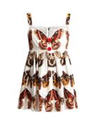 Matchesfashion.com Dolce & Gabbana - Butterfly Print Cotton Top - Womens - Brown White
