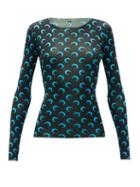 Matchesfashion.com Marine Serre - Crescent Moon-print Stretch-jersey Top - Womens - Black Blue